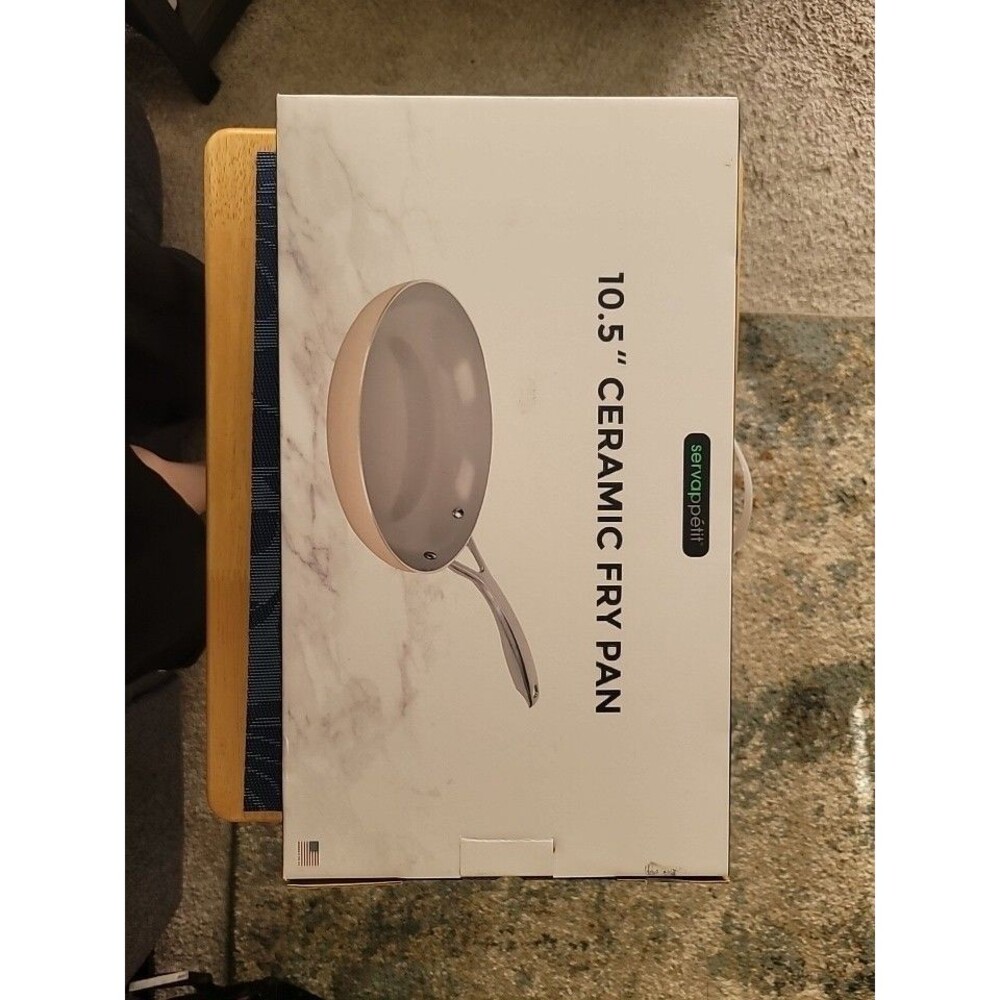 Servappetit 10.5 Inch Ceramic Fry Pan--Cream-Colored